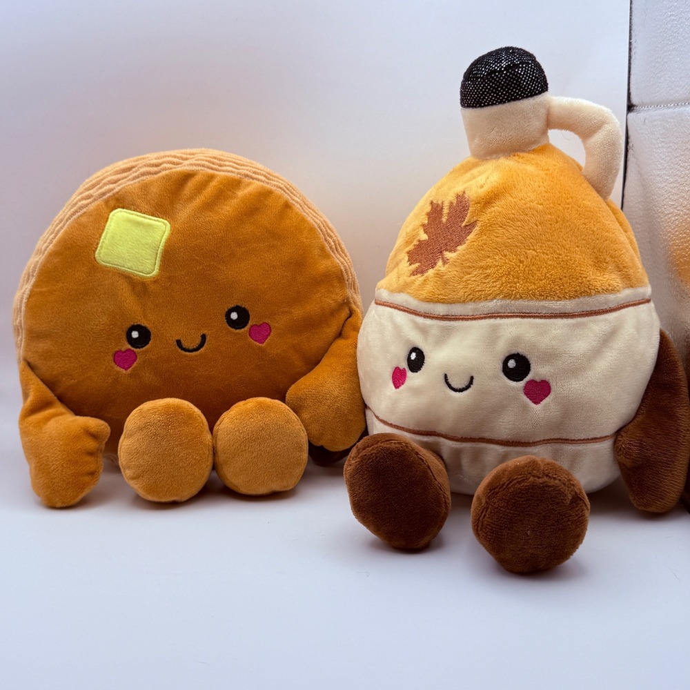 Pancake and Syrup Plush Set Breakfast Foodie Stuffed Animal Duo